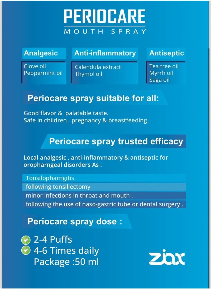 Ziax pharma Periocare Mouth Spray 50 Ml 3 packs  - Image 3