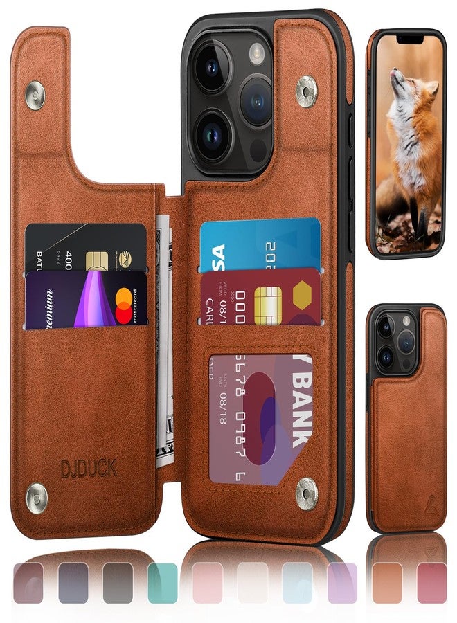 DJDUCK Designed for iPhone 13 Pro Max Case Wallet, Card Holder Case with[2 Screen Protectors][Magnetic Clasp Folio Cover][RFID Blocking Leather]Shockproof Women Men Cases 6.7"forApple 13 Pro Max Light Brown - Image 1