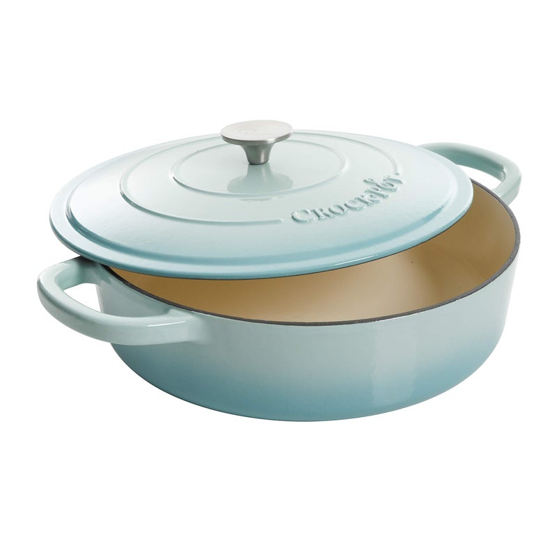 Crock-Pot Crock Pot Artisan Enameled Cast Iron Braiser W/Lid, 5-Quart, Aqua  - Image 2