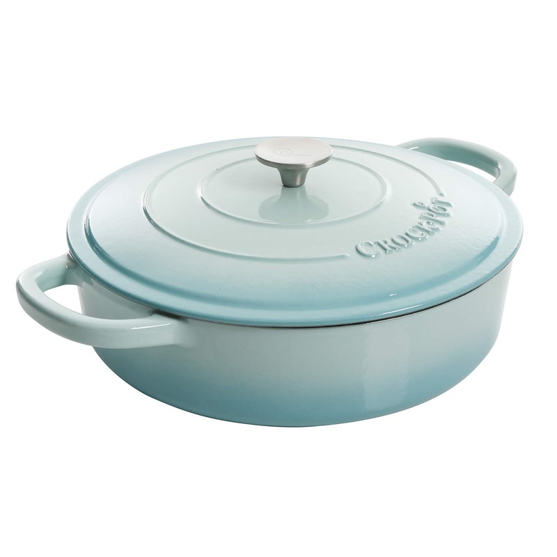 Crock-Pot Crock Pot Artisan Enameled Cast Iron Braiser W/Lid, 5-Quart, Aqua  - Image 1
