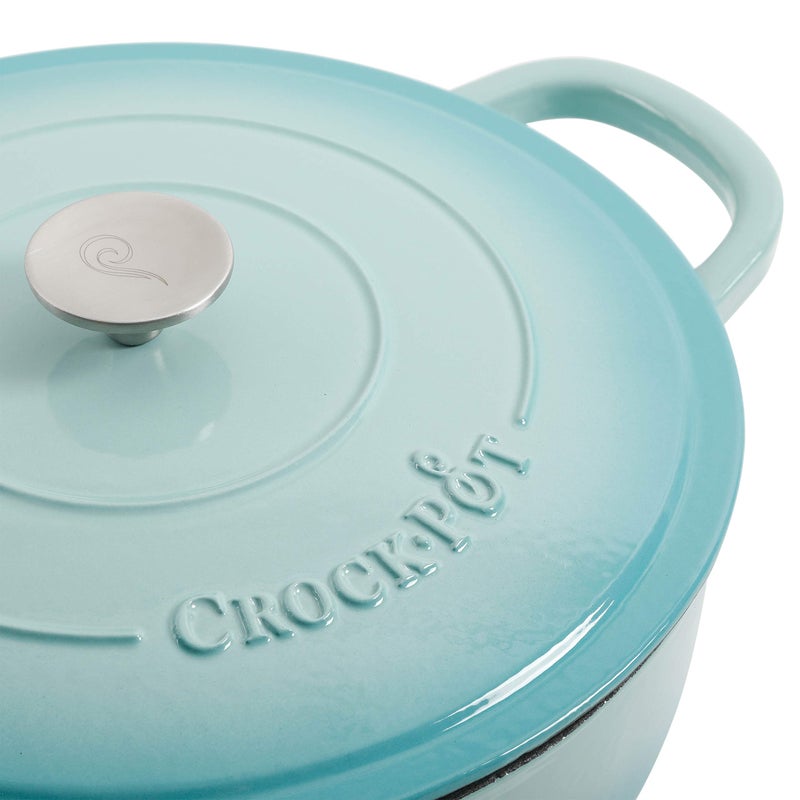 Crock-Pot Crock Pot Artisan Enameled Cast Iron Braiser W/Lid, 5-Quart, Aqua  - Image 3