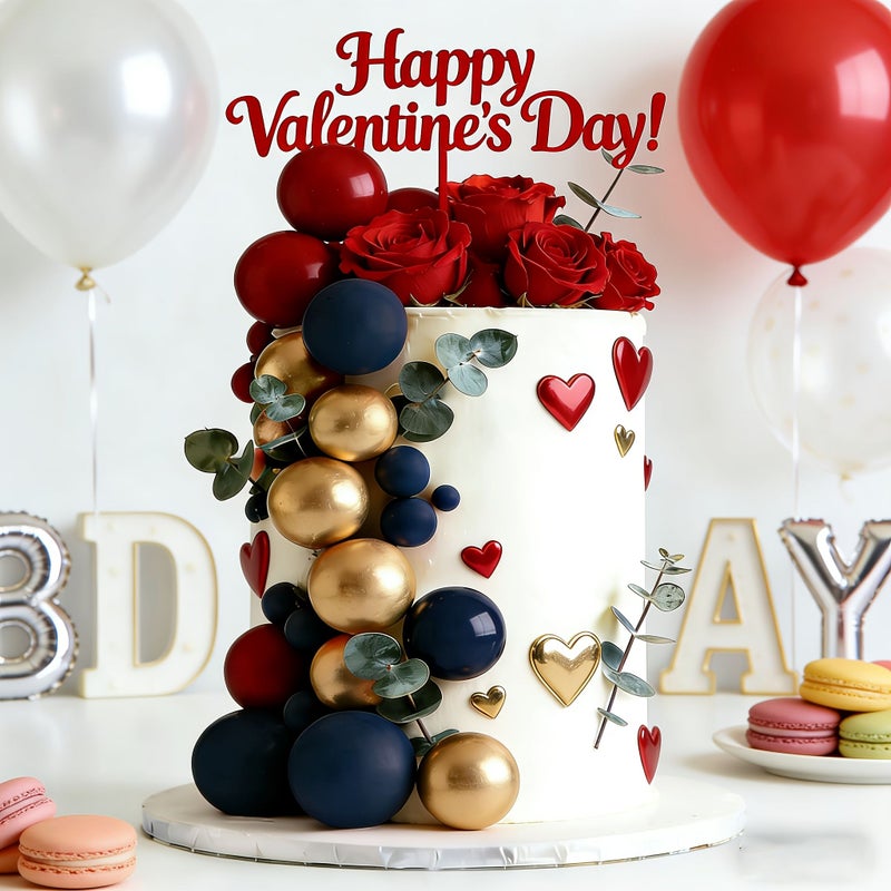 غطاء كعكة عيد الميلاد المزين بـ 36 قطعة، خليط من الذهبي والأحمر والأزرق، مناسب لحفلات عيد الميلاد والزفاف والخطوبة وعيد الحب وعيد الفصح وعيد الأم والحفلات والاحتفالات، لا يحتاج إلى كهرباء. - Image 3