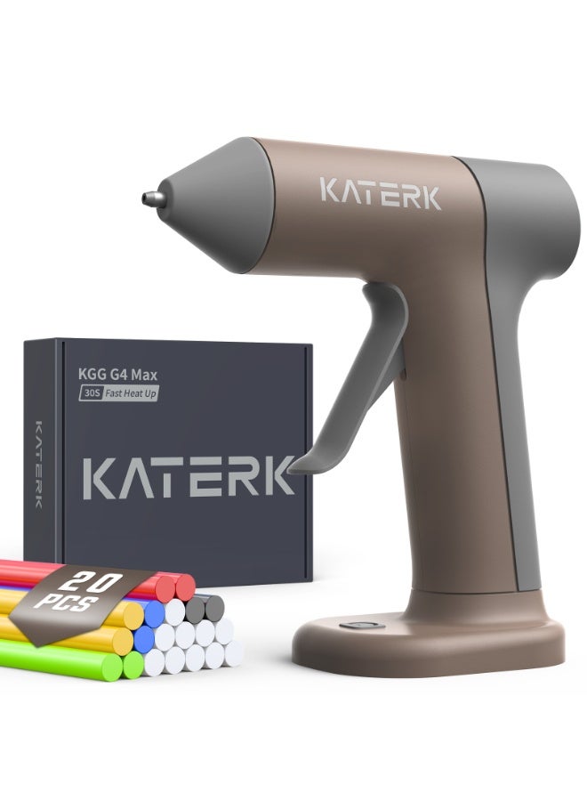 كاترك طقم مسدس غراء ساخن لاسلكي، تسخين سريع في 30 ثانية، مسدس غراء صغير مع 20 عصا غراء، صغير الحجم وقابل للحمل مع بطارية مدمجة 2500 مللي أمبير/ساعة، إيقاف تلقائي، مثالي للأعمال اليدوية والمدرسة والإصلاحات (كاكي) - Image 1