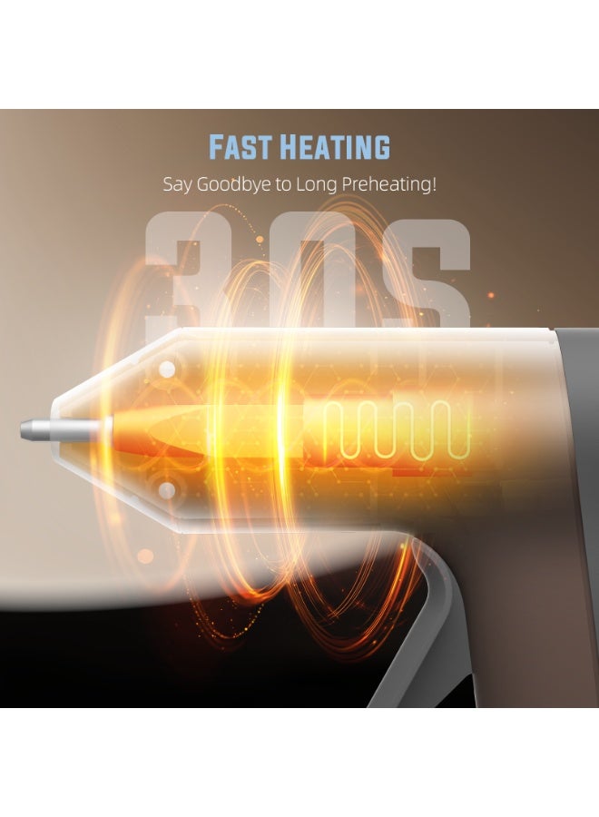 كاترك طقم مسدس غراء ساخن لاسلكي، تسخين سريع في 30 ثانية، مسدس غراء صغير مع 20 عصا غراء، صغير الحجم وقابل للحمل مع بطارية مدمجة 2500 مللي أمبير/ساعة، إيقاف تلقائي، مثالي للأعمال اليدوية والمدرسة والإصلاحات (كاكي) - Image 4