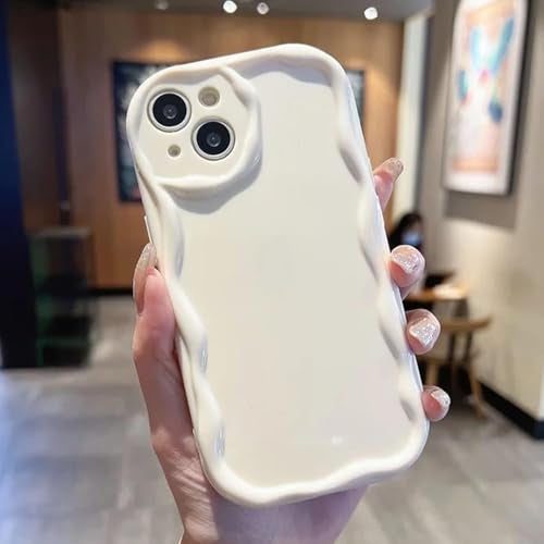 KC Back Cover for Samsung Galaxy A17 5G - New Curly Wave Frame Shape Shockproof Bumper Soft Silicone Case with Camera Protection (White) - Image 3