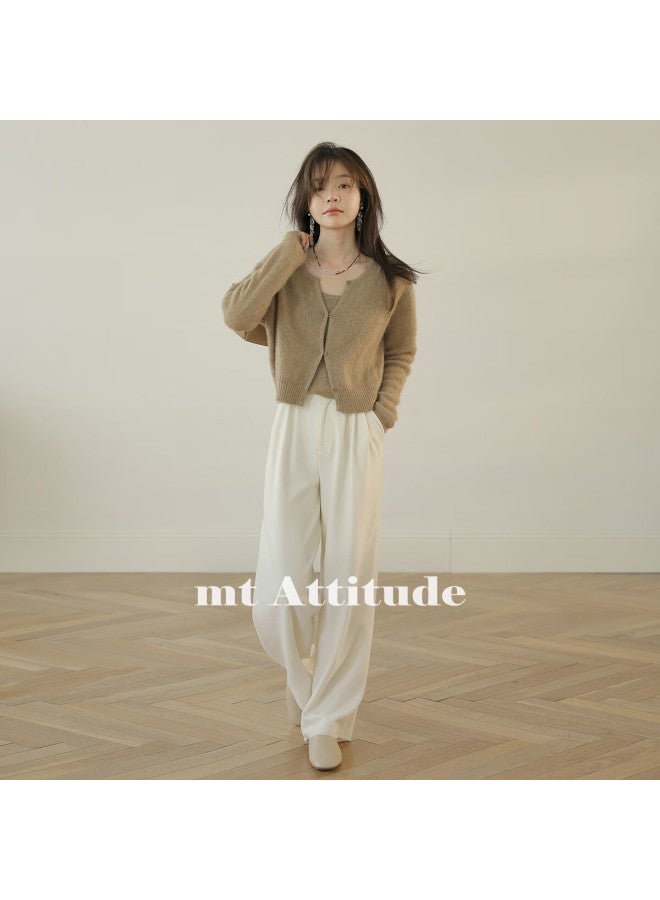 Mt [casual Simple Commuter Style] Autumn Collection, Elegant Comfortable Solid Color Versatile Knitted Casual Pants - Image 1