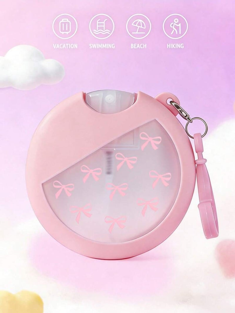 Pink Bow Silicone Spray Bottle with Bow Print, Ideal for Home & Travel - Image 4