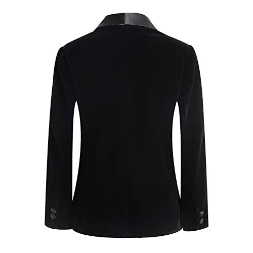 Kidinix Boys Tuxedo Suit 3 Pieces Kids Formal Slim Fit Velvet Suits Set for Wedding Prom Party Black - Image 5