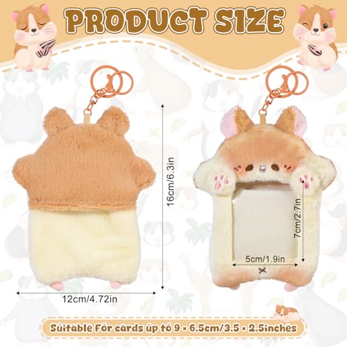 NEWEST Hamster Plush Kpop Photocard Holder with Keychain, Cute Hamster ID Badge Holder Protector Cover, Soft Cartoon Animal Photo Case Sleeves Stationery for Idol ID Card Student Worker Bag Charm - Image 2