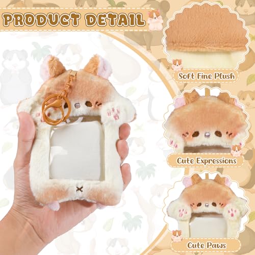 NEWEST Hamster Plush Kpop Photocard Holder with Keychain, Cute Hamster ID Badge Holder Protector Cover, Soft Cartoon Animal Photo Case Sleeves Stationery for Idol ID Card Student Worker Bag Charm - Image 3
