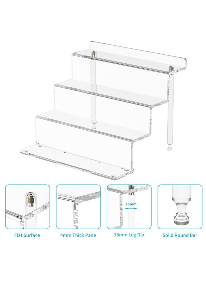 NIUBEE Acrylic Riser Display Shelf, 2 Pack Clear Display Stand for Amiibo Funko POP Figures,4 Tier Cupcakes Stand Perfume Organizer and Storage (Large) - Image 4