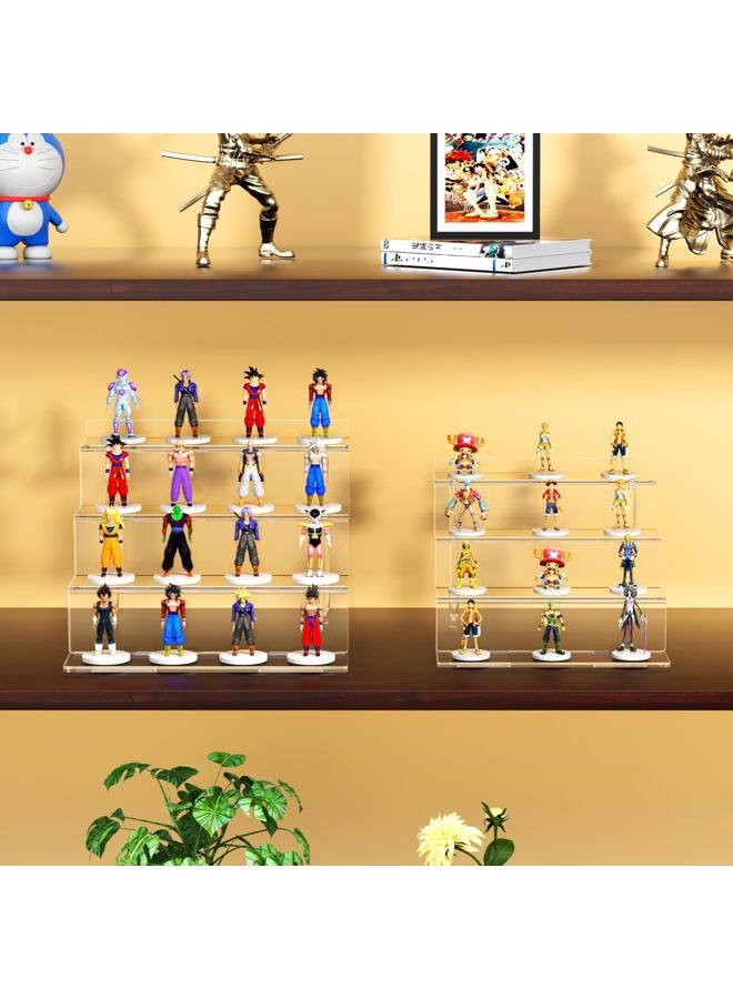 NIUBEE Acrylic Riser Display Shelf, 2 Pack Clear Display Stand for Amiibo Funko POP Figures,4 Tier Cupcakes Stand Perfume Organizer and Storage (Large) - Image 3