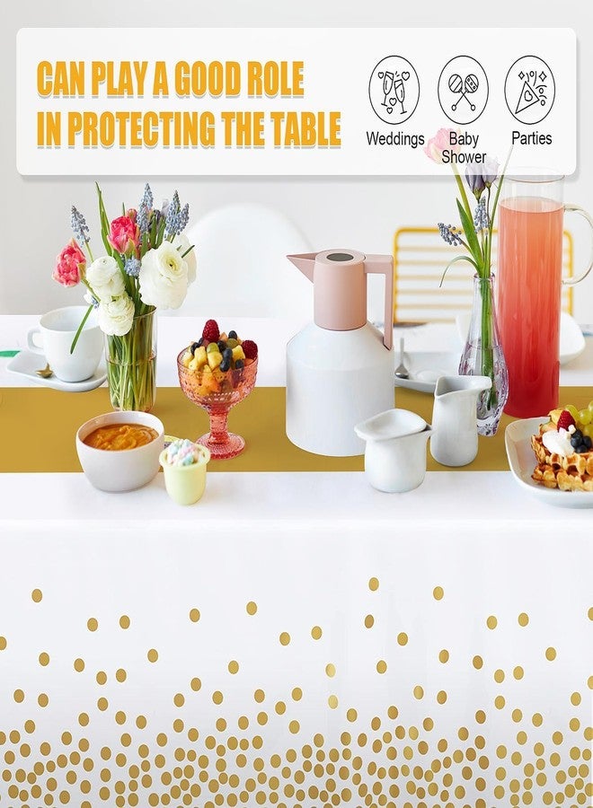 Childom 3 Pack White and Gold Tablecloths for Events,54"x108" Plastic Table Cloths for Rectangle Tables,Disposable Party Table Covers for New Years Eve Decorations 2026,Holiday Birthday Wedding Dining - Image 3