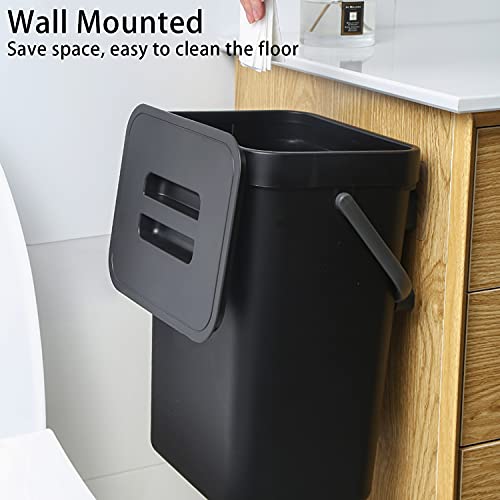 stonespace Under Sink Trash Can，Kitchen Compost Bin, Diaper Pail, 3.2 Gallon/12L Hanging Garbage Can for Baby Crib/Bathroom/Cupboard, Plastic Food Waste Bin,1 Pack Black - Image 3