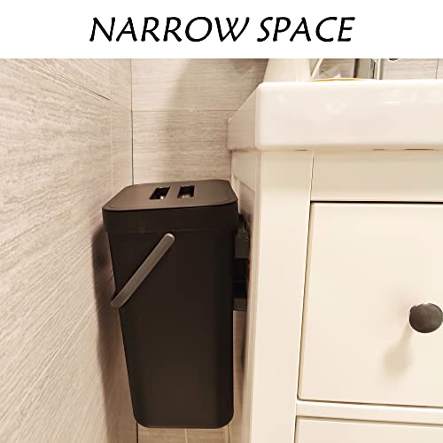 stonespace Under Sink Trash Can，Kitchen Compost Bin, Diaper Pail, 3.2 Gallon/12L Hanging Garbage Can for Baby Crib/Bathroom/Cupboard, Plastic Food Waste Bin,1 Pack Black - Image 5