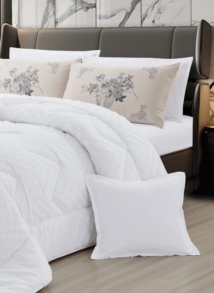 مون مفرش سرير مزدوج، لحاف فاخر، 8 قطع، مقاس 230×250 سم - Image 2