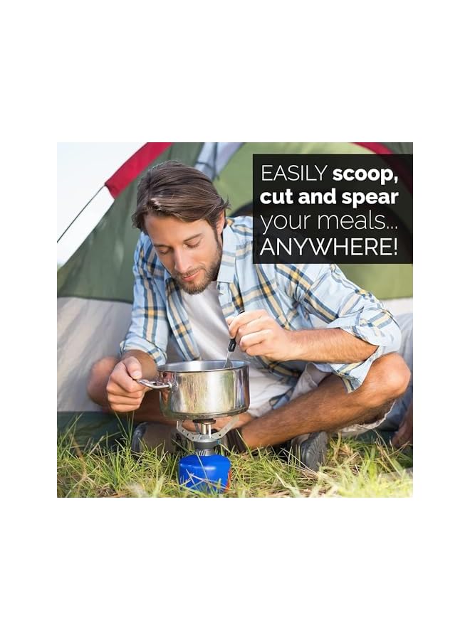 Orblue Folding Camping Utensils Cutlery Set, 2Pcs 4-In-1 Stainless Steel Spoon Fork Knife Bottle Opener Set Detachable Tableware Pocket Kits Backpacking Cutlery Multitool, For Camping, Travel - Image 5