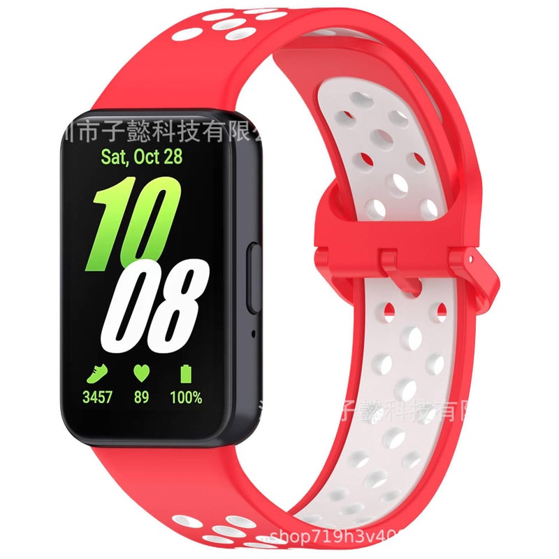 Adjustable Silicone Sport Smartwatch Band Compatible with Samsung Galaxy Watch with Fit Soft Strap and Quick Daily Replacement in White - Image 5