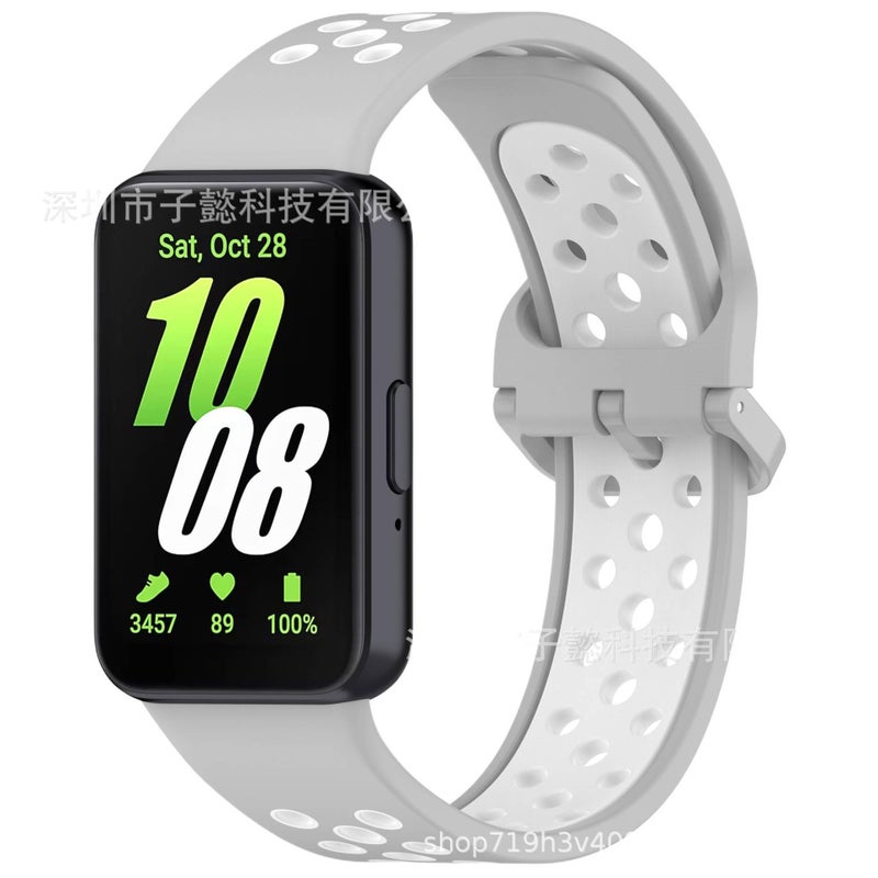 Adjustable Silicone Sport Smartwatch Band Compatible with Samsung Galaxy Watch with Fit Soft Strap and Quick Daily Replacement in White - Image 4