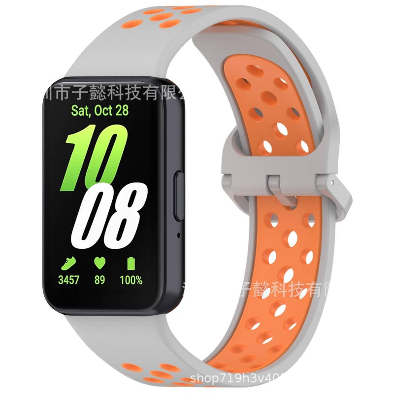Adjustable Silicone Sport Smartwatch Band Compatible with Samsung Galaxy Watch with Fit Soft Strap and Quick Daily Replacement in White - Image 3