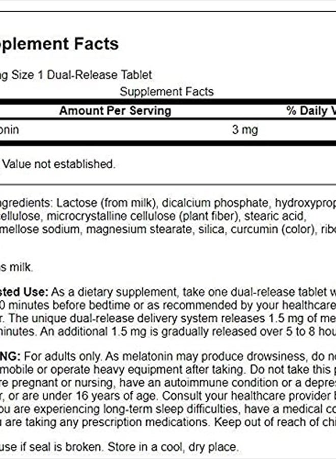 SWANSON Dual-Release Melatonin - Sleep Schedule Supplement- (60 Tablets, 3mg Each) - Image 2