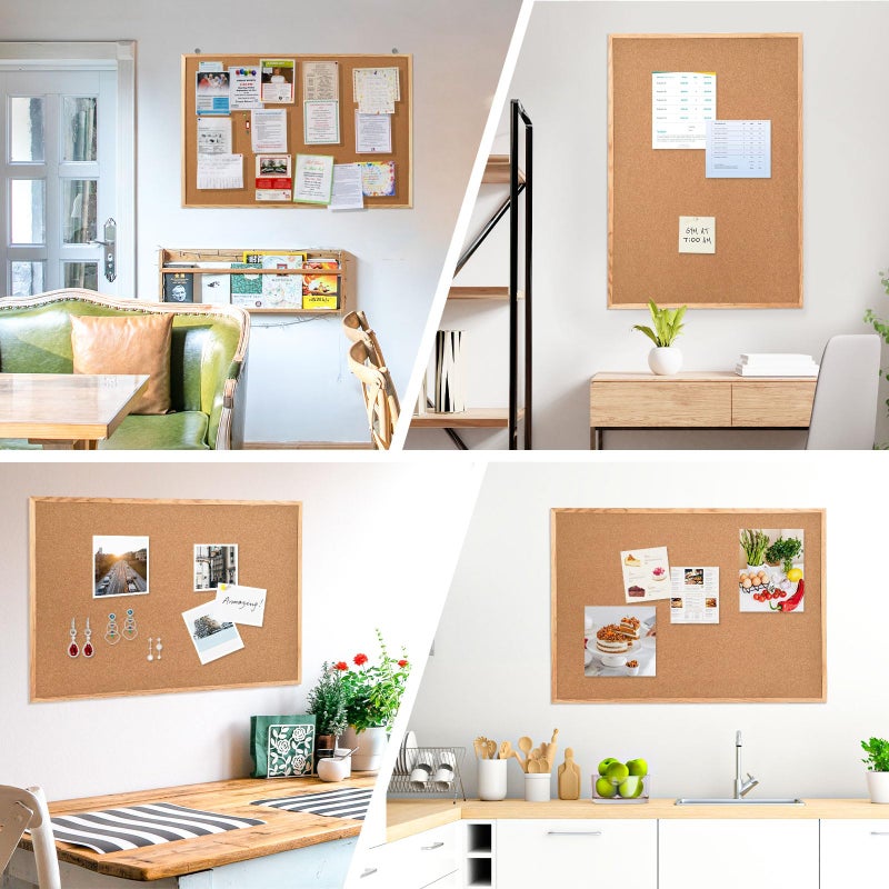 WALGLASS Cork Board 36" x 24" Wooden Frame Bulletin Board, Pin Cork Board for Wall Room Decoration Display Board for Home Office, 10 Pins - Image 4