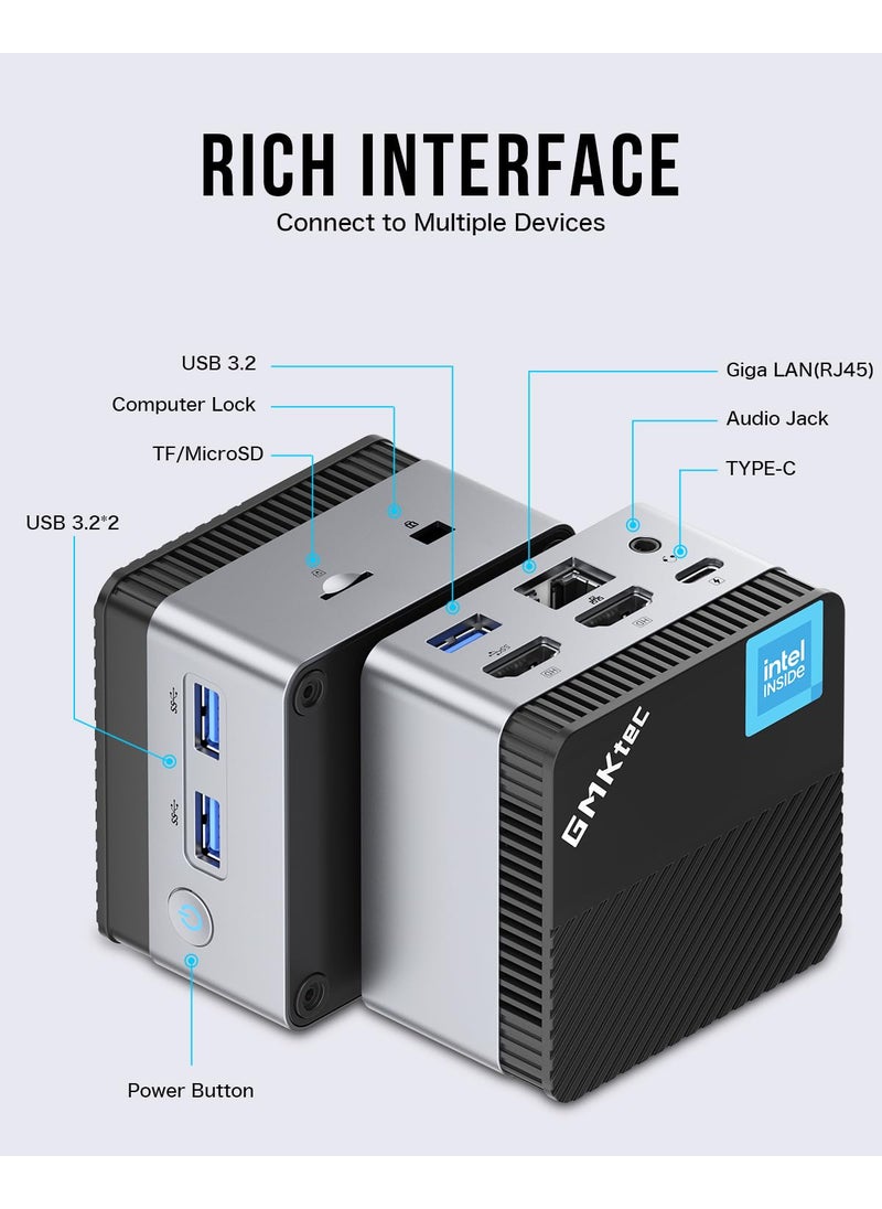 GMKtec GMKtec Mini PC Windows 11 Pro Intel 11th Gen N5105, 10nm 8GB RAM 128GB SSD M.2 2242 Micro Desktop Computer with Dual HDMI 4K, Dual DDR4, Dual WiFi, Giga, BT4.2& Cooling Fans  - Image 4