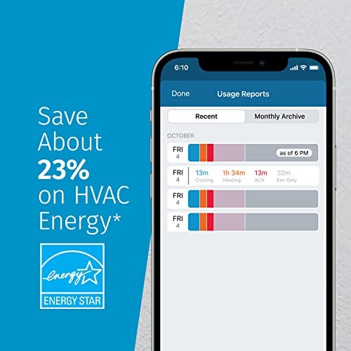 Emerson ترموستات ذكي سينسي لايت، خصوصية البيانات، قابل للبرمجة، واي فاي، سهل التركيب بنفسك، يعمل مع أليكسا، معتمد من طاقة النجوم، ST25، يناسب معظم الأنظمة بدون سلك مشترك، باستثناء أنظمة التدفئة/التبريد فقط وأنظمة مضخات الحرارة - Image 4