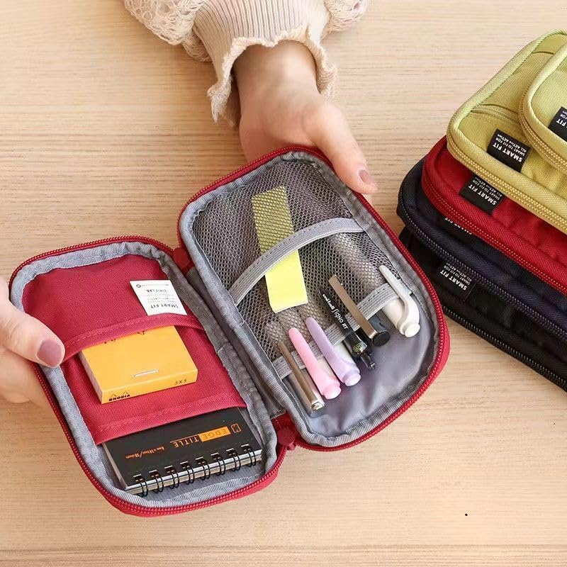 Droposale Compact Pen Pencil Case Water & Stain Repellent Pouch Use Everyday Pack of 1 (Pink) - Image 4