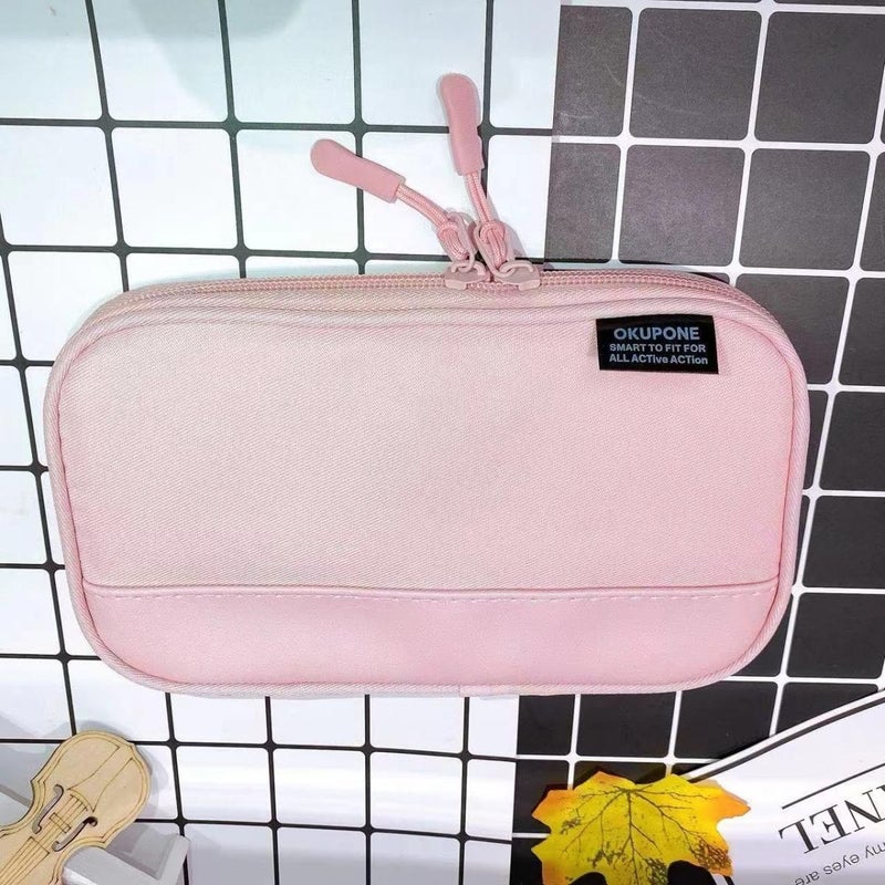 Droposale Compact Pen Pencil Case Water & Stain Repellent Pouch Use Everyday Pack of 1 (Pink) - Image 1