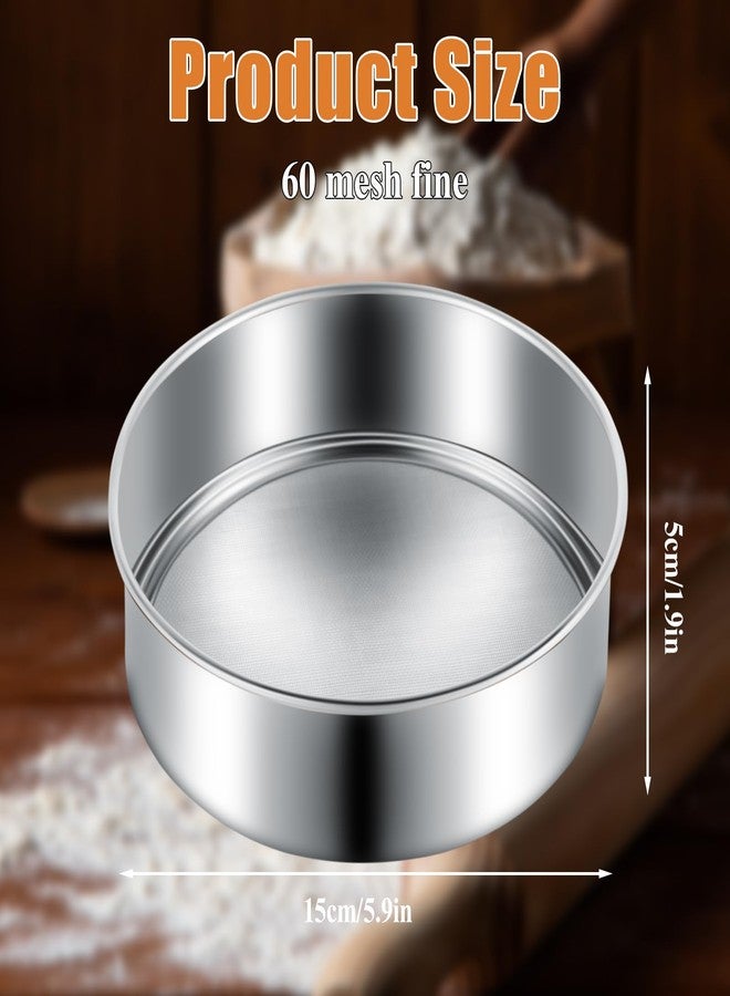 Quilax Tamis Strainer, 6 In Flour Sifter for Baking, Stainless Steel Fine Mesh Strainers, Sugar Sifter for Bake Decorate Cakes, Pies, Pastries, Cupcakes - Image 2
