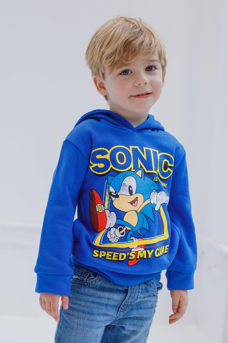 SEGA Sonic The Hedgehog Little Boys Fleece Hoodie Blue 7-8 - Image 2