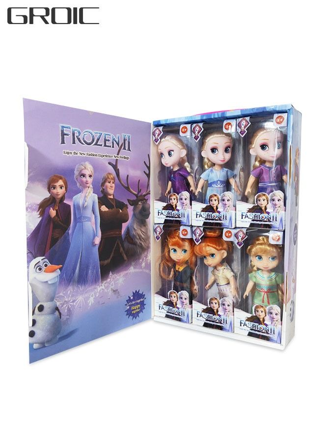 GROIC 6PCS Frozen Dolls set, Princess Plush Dolls Toys,Princess Dolls for Girls- 14CM - Image 1