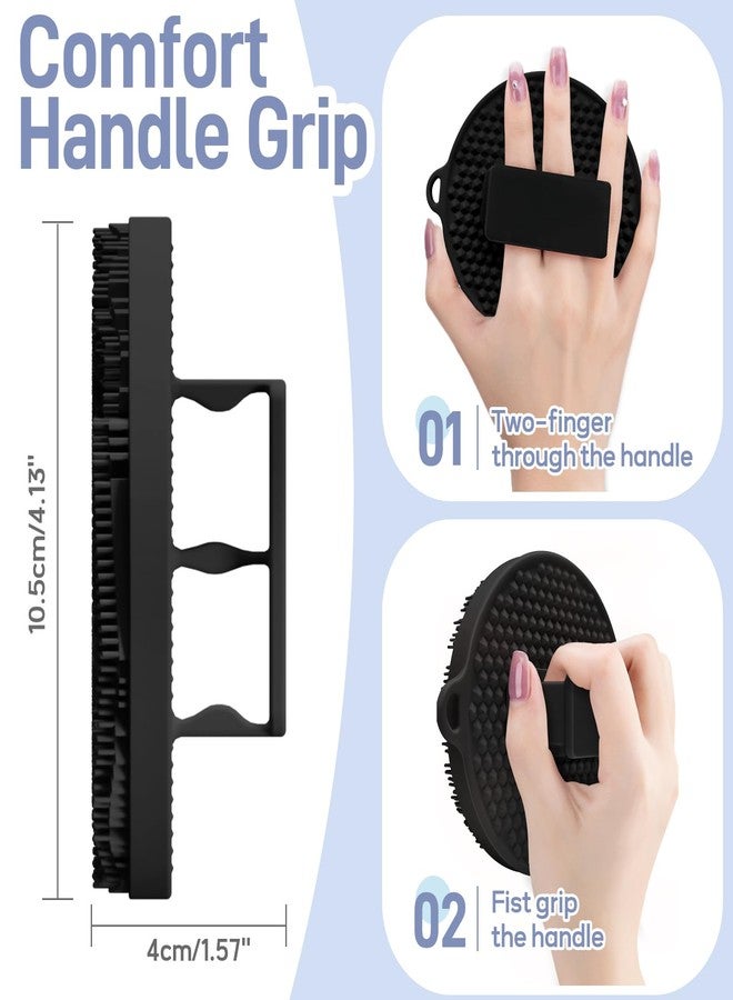 GEENOA Silicone Body Scrubber 2PCS, Hygienic Silicone Loofah with Waved Bristles and Non-Slip Handle, Durable Body Buffer Shower Scrubber for Gentle Exfoliating & Lathering(Black+Pink) - Image 2