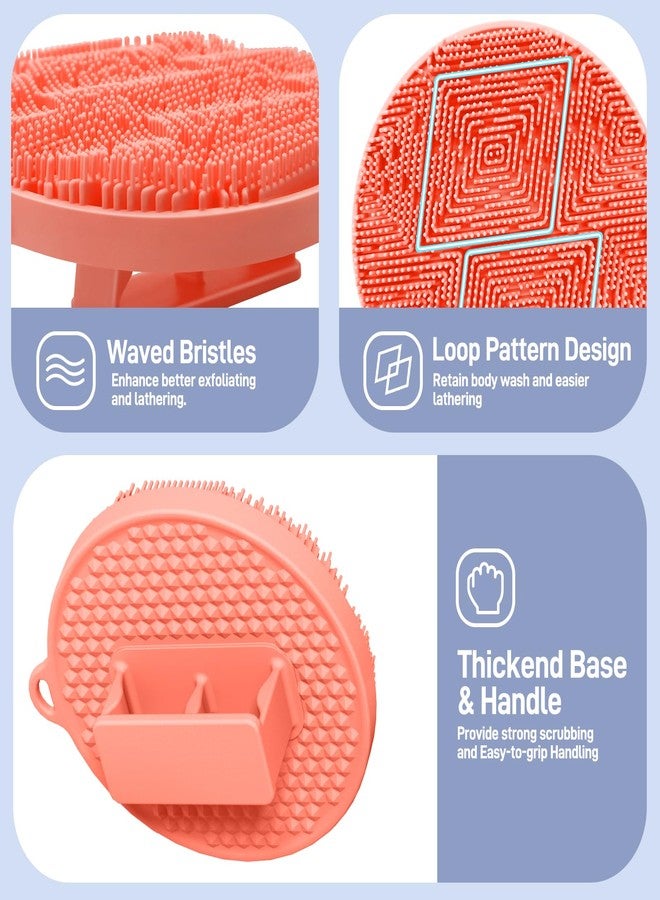 GEENOA Silicone Body Scrubber 2PCS, Hygienic Silicone Loofah with Waved Bristles and Non-Slip Handle, Durable Body Buffer Shower Scrubber for Gentle Exfoliating & Lathering(Black+Pink) - Image 3