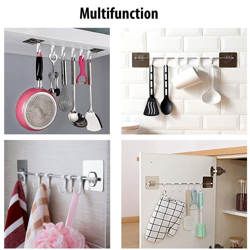 SAJAG Stainless Steel Magic Sticker Series Self Adhesive Stainless Steel 6 Hook Hanger for KitchenBathroom TowelUtensil Hook HolderBedroom Clothing Hanger - Image 3