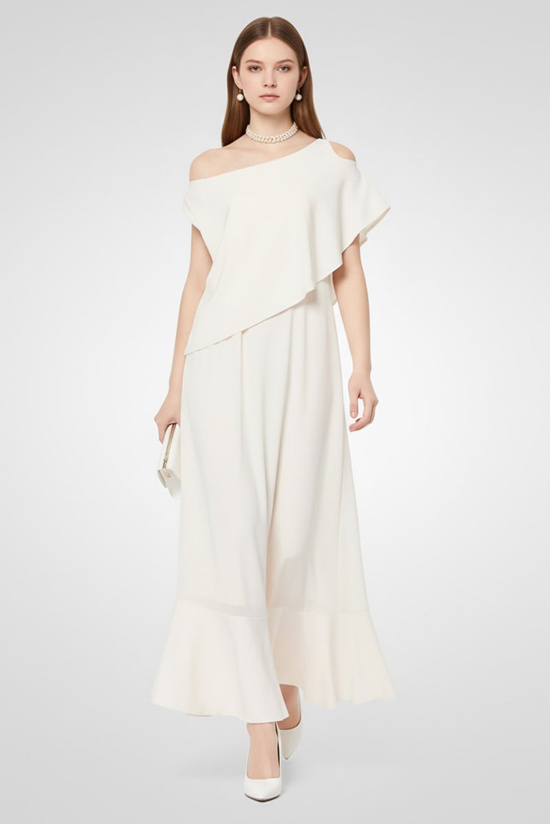 STELLA MCCARTNEY Women Solid A-Line Dress, Cream - Image 1