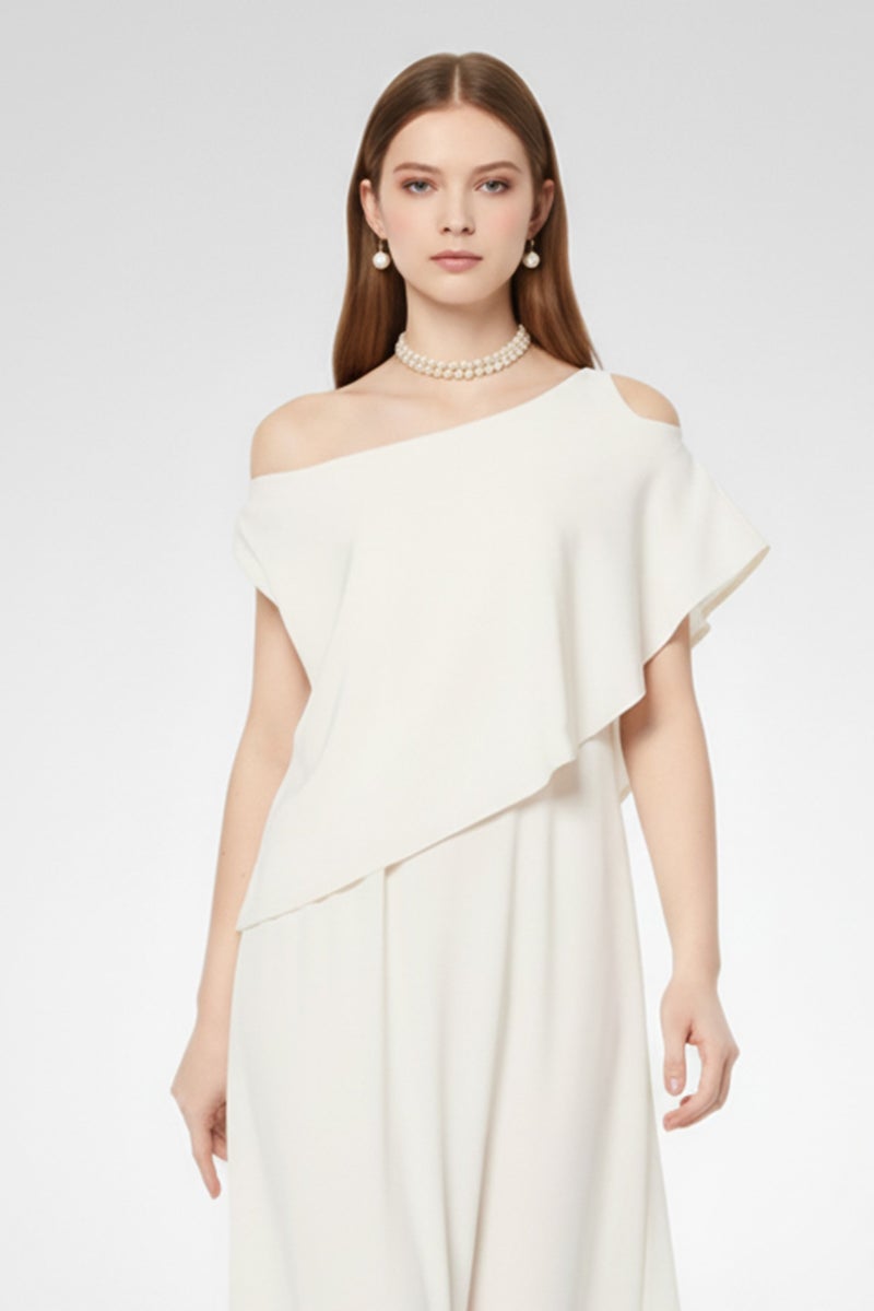 STELLA MCCARTNEY Women Solid A-Line Dress, Cream - Image 5