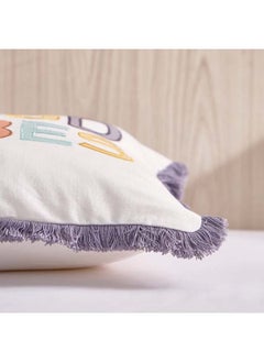 Home Box وسادة قطنية مطرزة ومطبعة من بلايلاند جود فيبز بحواف 40 × 40 سم  - Image 3