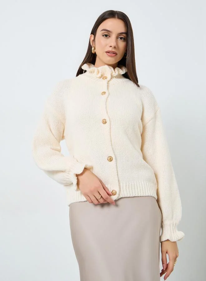 تايك تو كاردغان محبوك بياقة عالية مزمومة