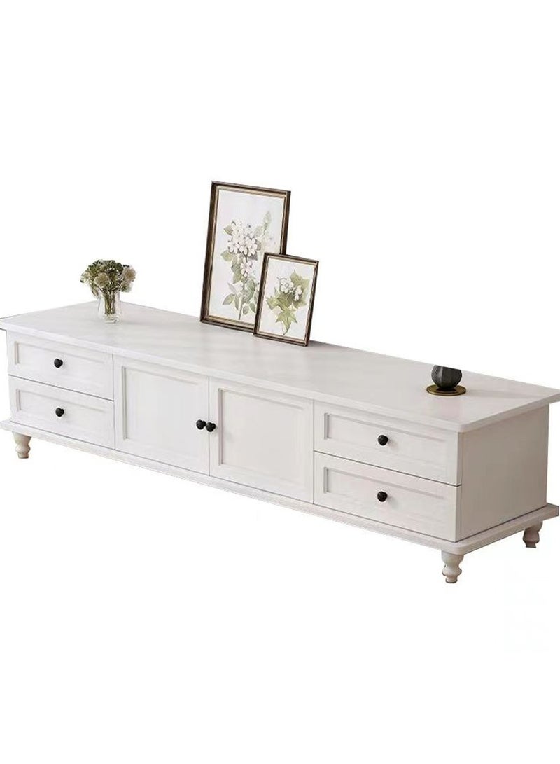  CityRiya-Long طاولة تلفزيون، حامل تلفزيون، خزانة تلفزيون بيضاء، خزانة تلفزيون 140 سم مع تخزين وأدراج، طاولة تلفزيون أثاث غرفة المعيشة، حامل تلفزيون، رفوف تخزين وسائط حديثة - Image 2