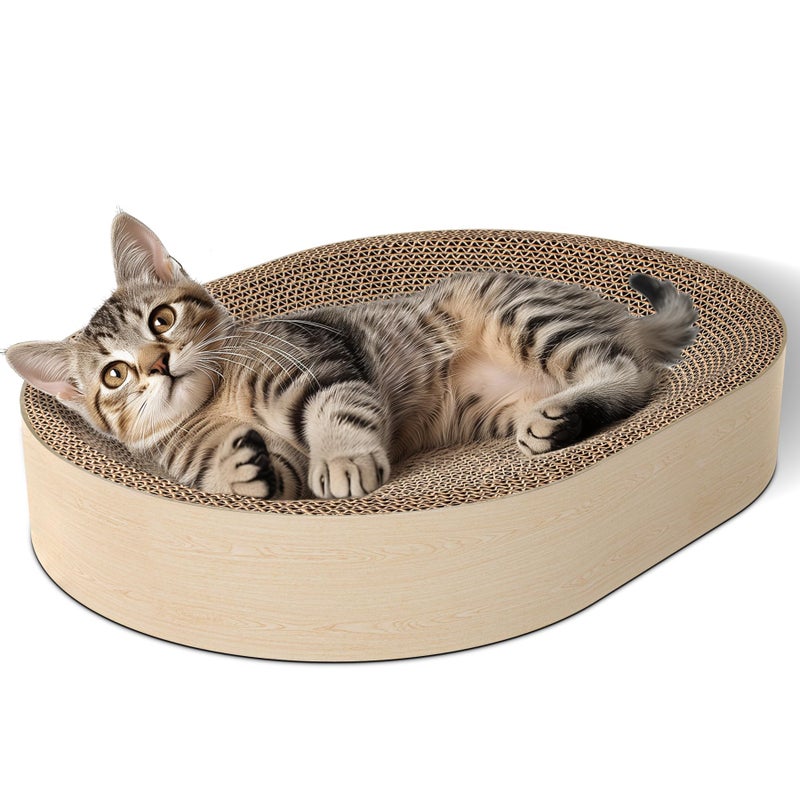 ComSaf Cat Scratching Board Cat Scratcher Bed for Indoor Cats Corrugated Cardboard Cat Scratch Pad Durable Oval Cat Scratcher Bed Bowl for Kitten Furniture Protector - Image 2