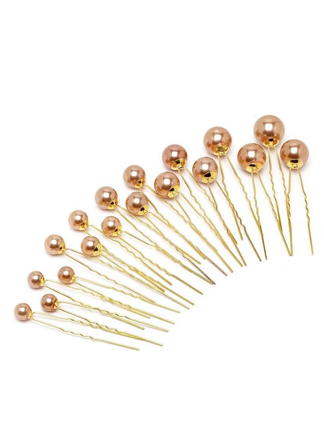 Vogue Hair Accessories Gold Fancy Party Trendy Pearl Juda Hair Clip For Women And Girls 18 Pcs  - Image 3