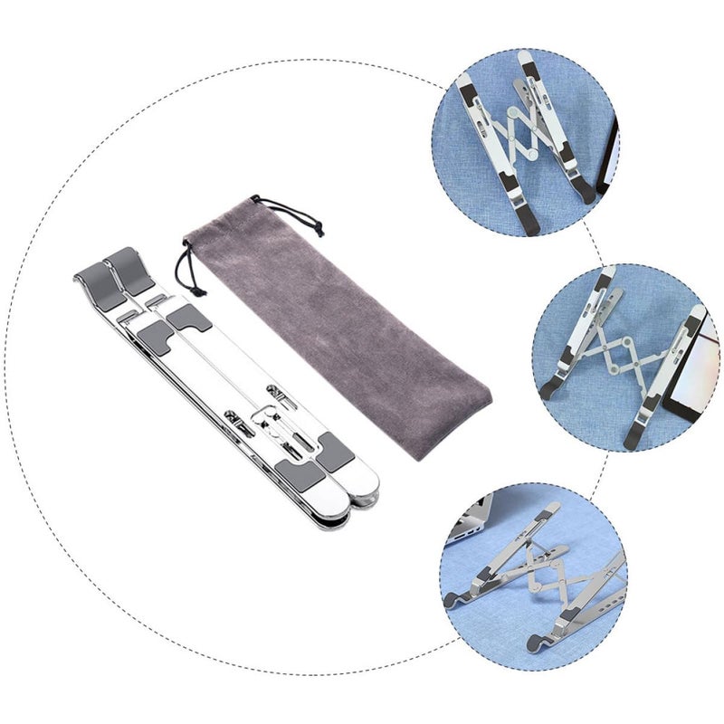 Adjustable Aluminum Laptop Stand Portable Folding Design With Velvet Bag Silver - Image 3