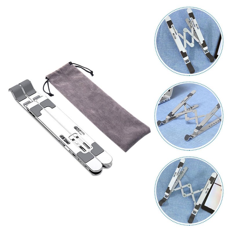 Adjustable Aluminum Laptop Stand Portable Folding Design With Velvet Bag Silver - Image 4