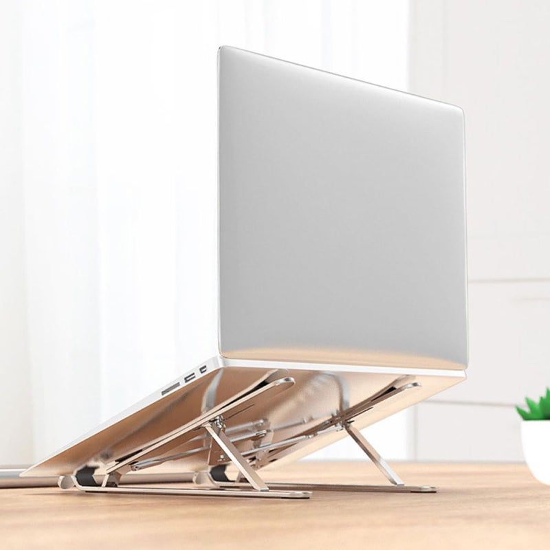Adjustable Aluminum Laptop Stand Portable Folding Design With Velvet Bag Silver - Image 5