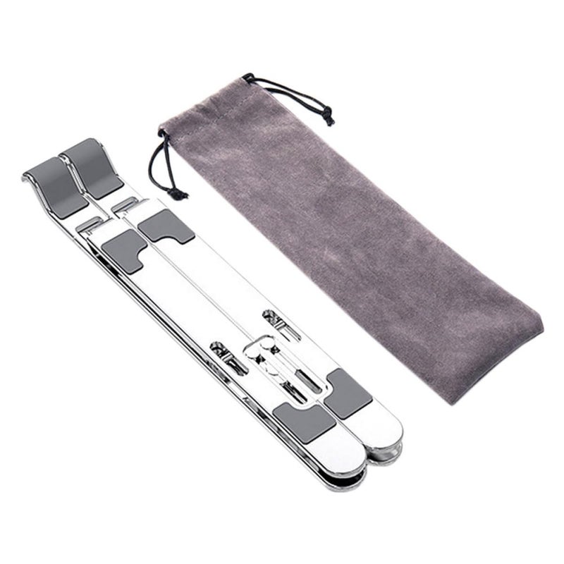 Adjustable Aluminum Laptop Stand Portable Folding Design With Velvet Bag Silver - Image 2