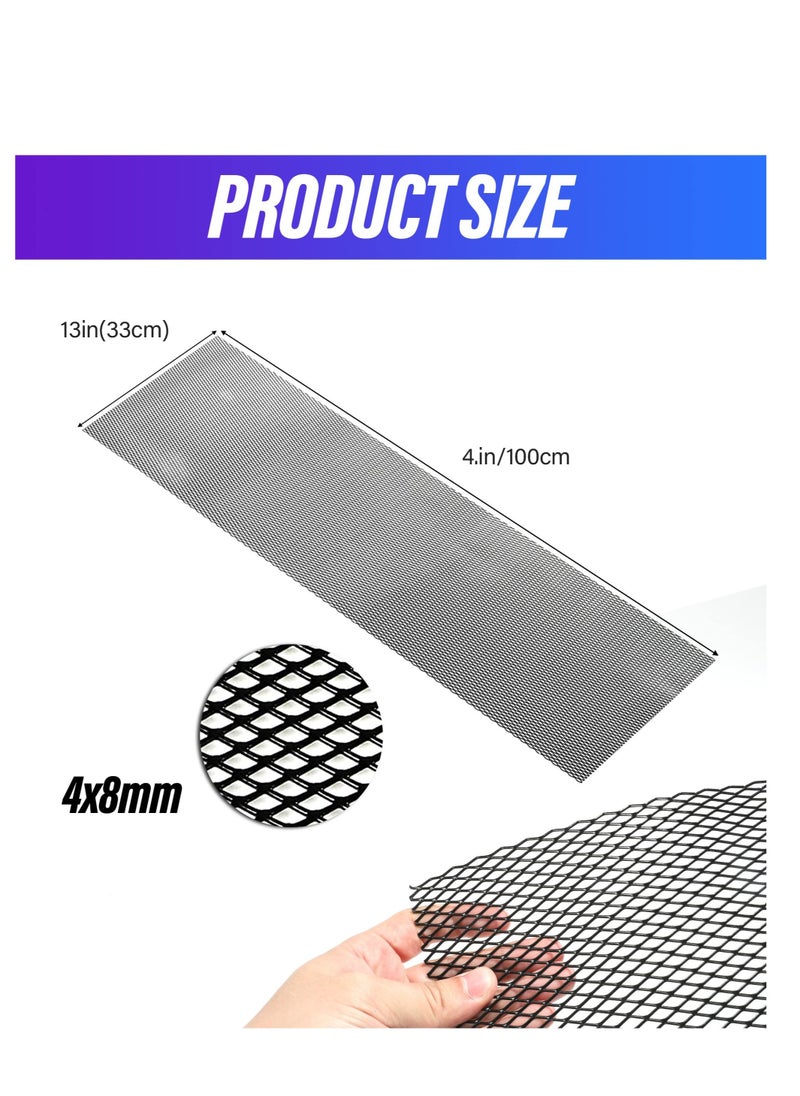 Excefore Universal 40"x13" Car Grill Mesh, Black Painted Aluminum Alloy Grille Mesh Roll, Automotive Grille Insert Bumper, Fit for Bumper,Hood Vent,Vehicle Opening. (Black, 4x8mm Rhombus)  - Image 2