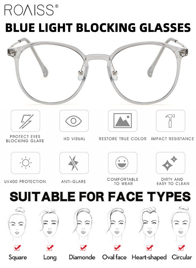رويس نظارة نسائية لحجب الضوء الأزرق، نظارة دائرية للكمبيوتر وللقراءة والألعاب والتلفزيون والهواتف بفلتر الضوء الأزرق، نظارات الموضة المضادة لإجهاد العين والصداع - Image 4