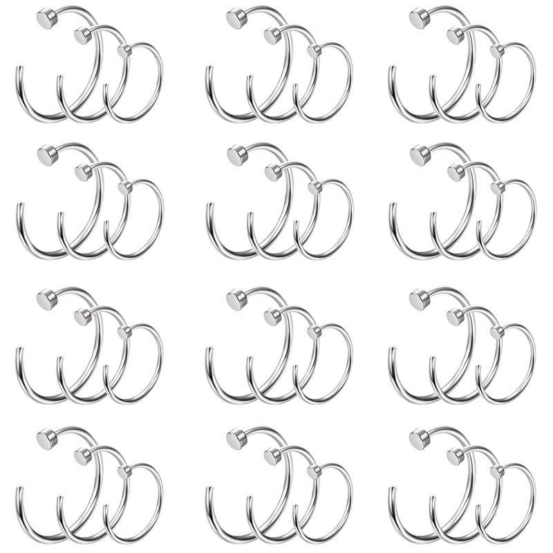 Drperfect 20G 36Pcs 316L Stainless Steel Nose Ring Hoop Nose Piercing Jewelry For Women And Men Silver Hoop Nose Ring 6Mm 8Mm 10Mm - Image 1
